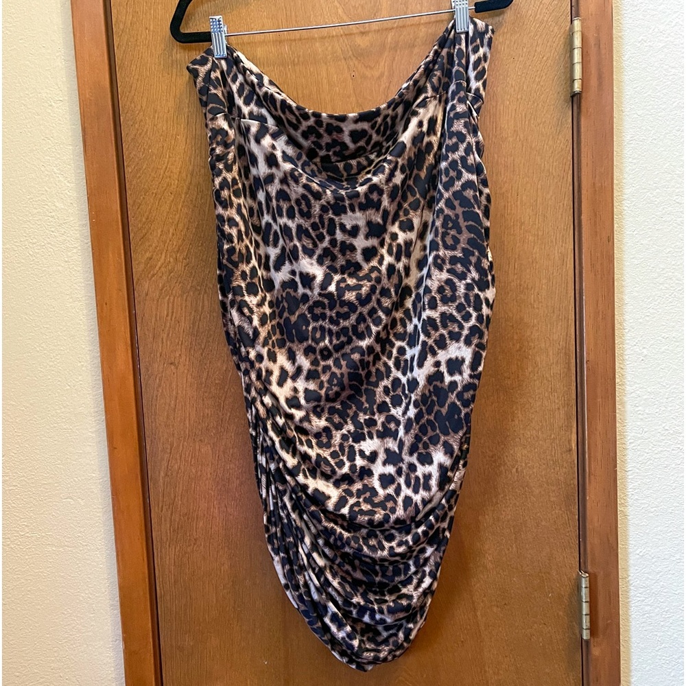 Spandex strechy leopard shirred pencil skirt Kiyonna plus size 3x